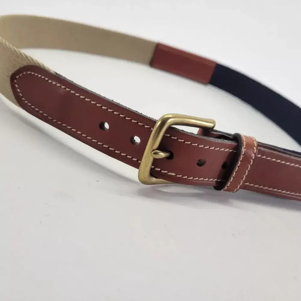 Vintage Tommy Hilfiger Blue Green Brown Wool Leather Surcingle Belt